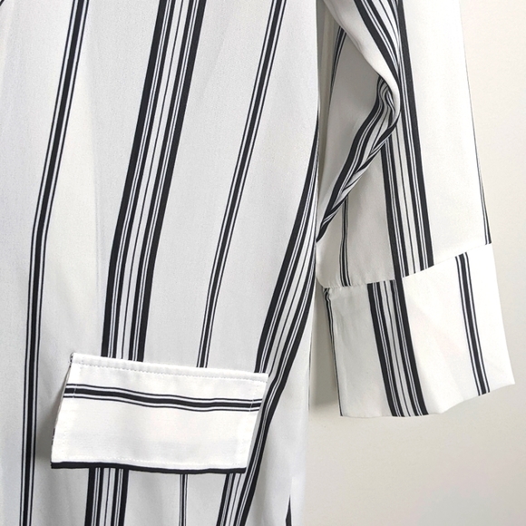 HAUTE PROJECT | Black & White Striped | Duster-length Collared Shirt | Size 1XL - Picture 5 of 7